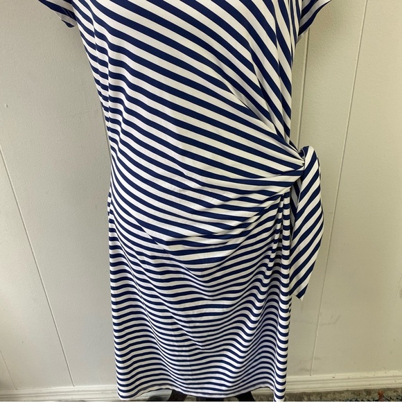 J MCLAUGHLIN Cap Sleeve Elora Dress Size XL White Navy  Blue Catalina Cloth - Picture 4 of 15